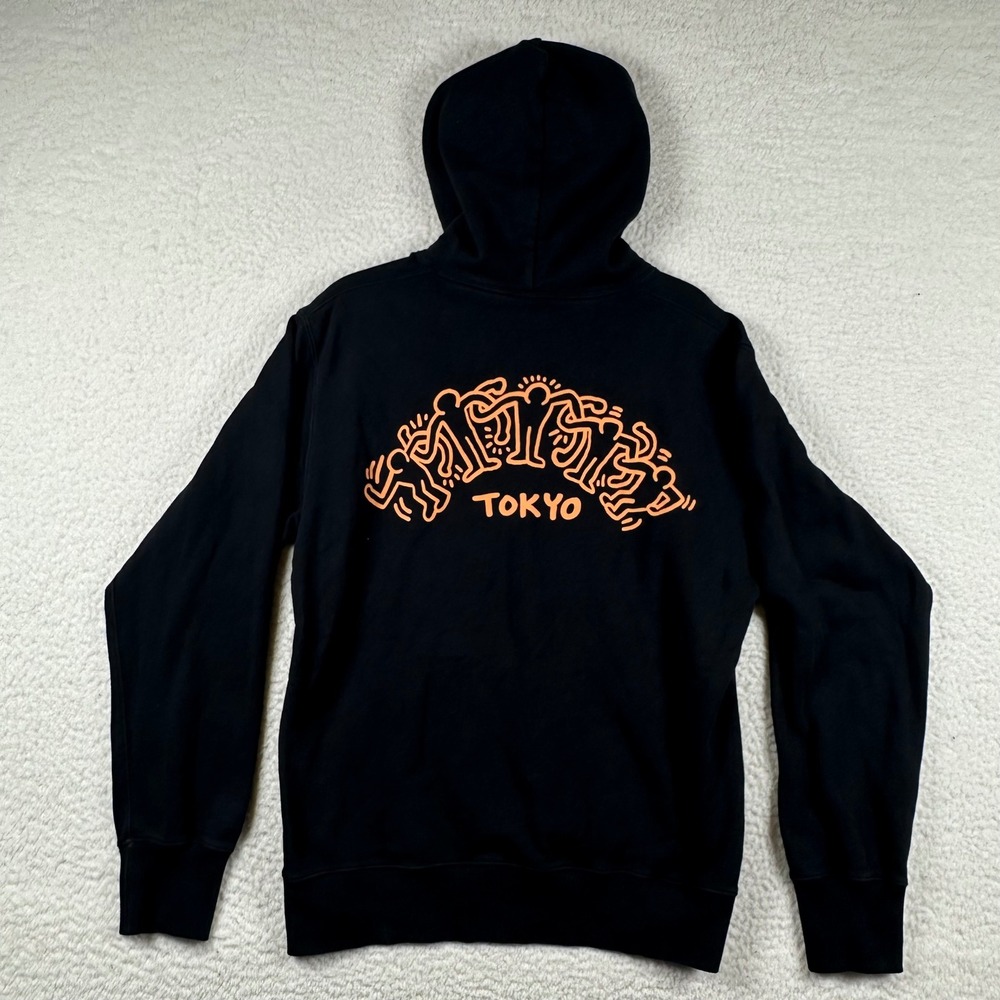 Uniqlo Keith Haring Tokyo Graphic Hoodie Mens M Black Pop Art Streetwear Urban